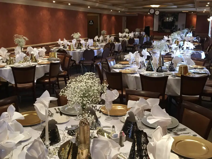 many tables set for a group event