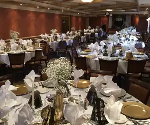many tables set for a group event